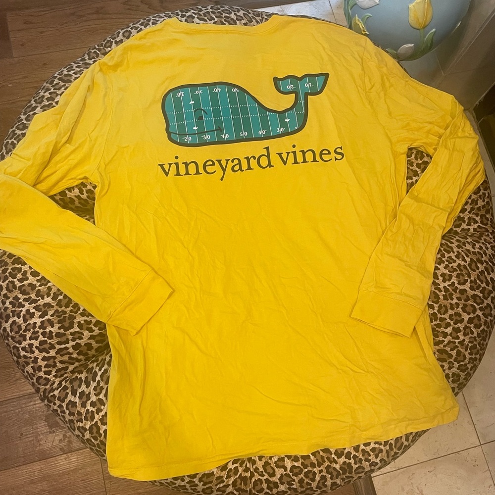 Vineyard Vines Bright Yellow Long Sleeve Shirt with Green Whale - Picture 2 of 5